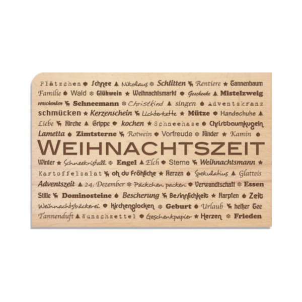 Holzpostkarte "Weihnachtszeit"